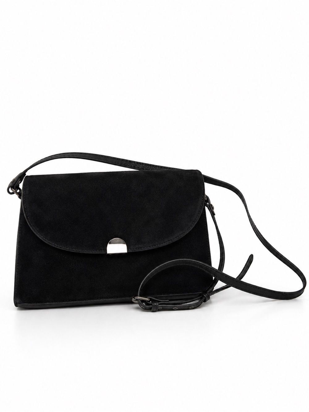 Sorial Black Crossbody Shoulder Bag with Silver Clasp